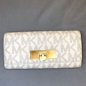 Michael Kors White and Gold Leather Wallet